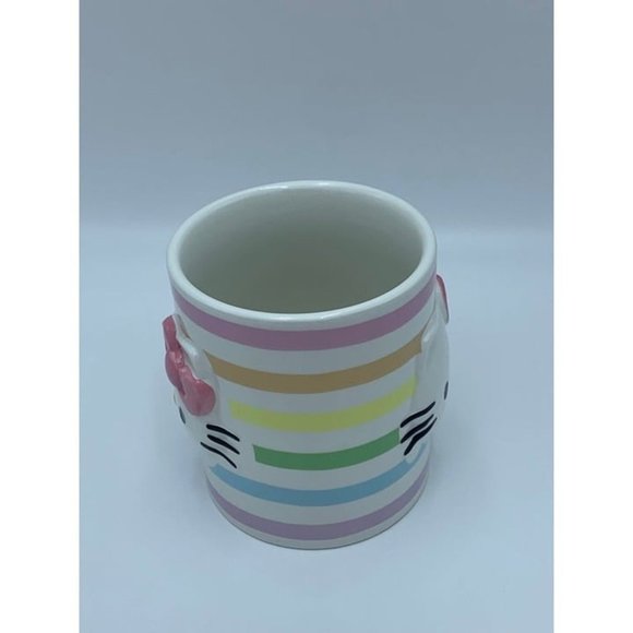 Sanrio Hello Kitty 3D Sculpted Striped Ceramic Mug with bow handle Set of 2 Mugs - Picture 6 of 10